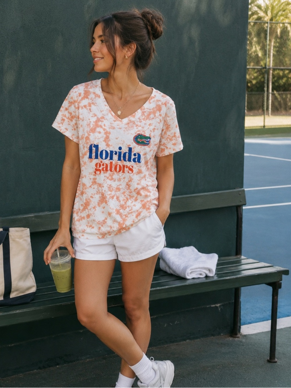 Florida Gators Orange Tie-Dye V-Neck Short Sleeve Tee - Collegiate Graphic